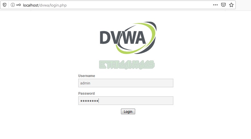 dvwa-login-page