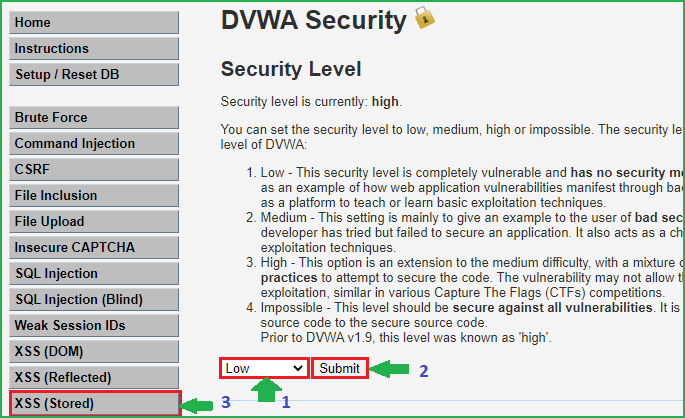 Changing the security to low part 2