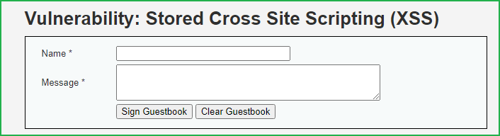 Stored XSS Low security Page 