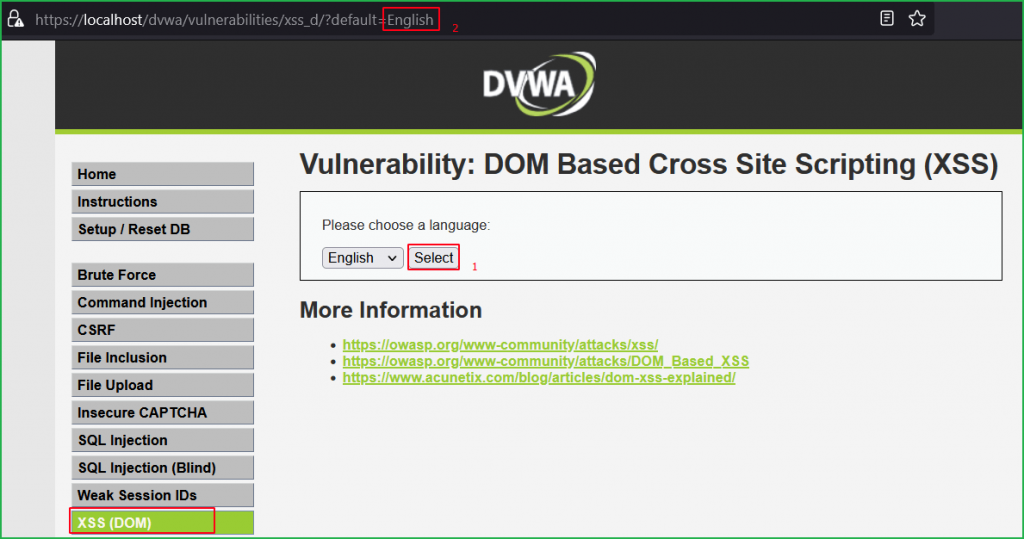 Challenge page of High level Security of DVWA-Based XSS