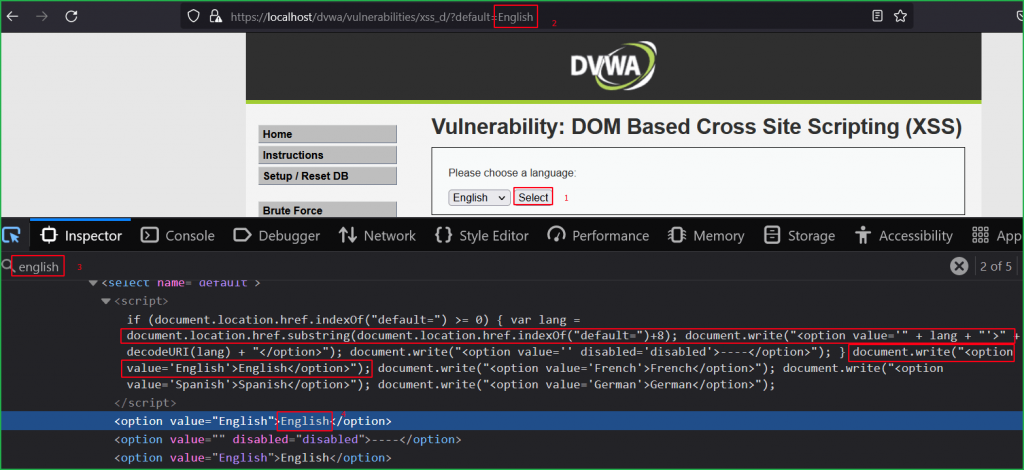 Analyzing HTML DOM in DOM Based XSS Challenge at High Level  