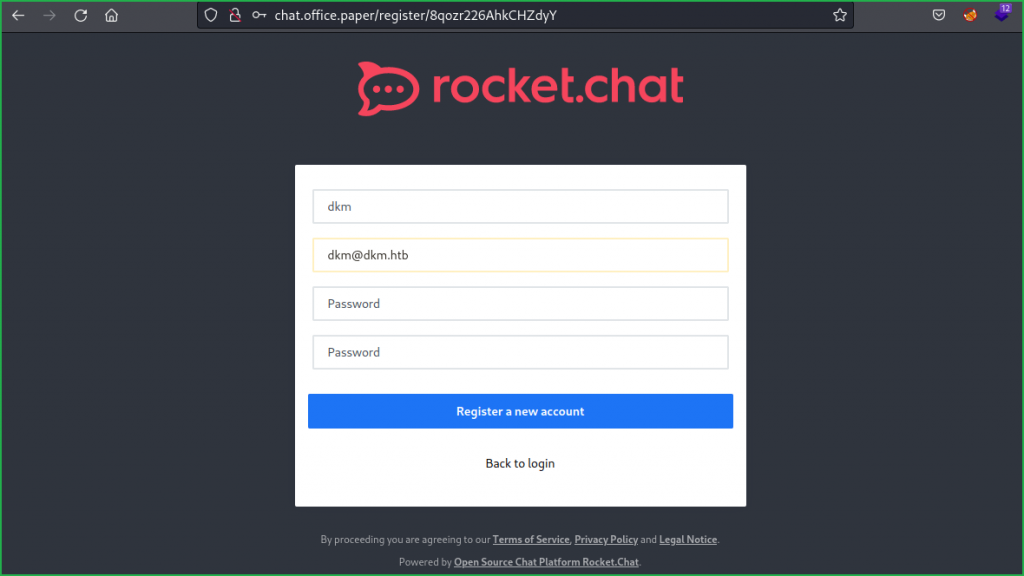 Registering fake user in Rocket.chat system