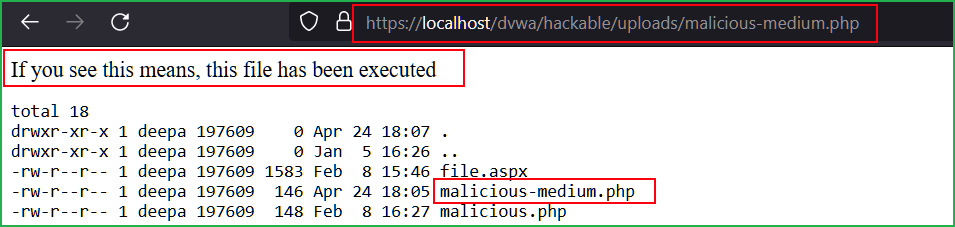 Executing malicious-medium.php file